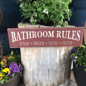 Bathroom Rules Sign Red
